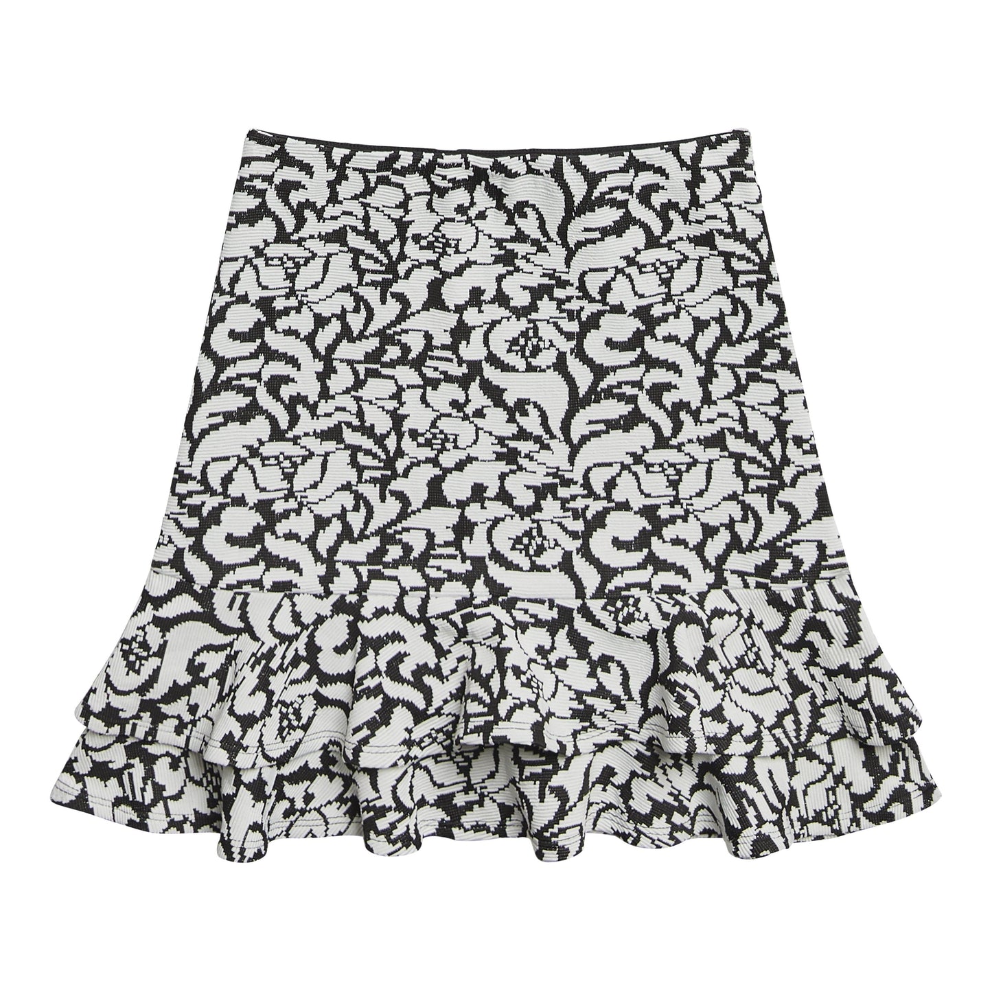 Jacquard Floral Ruffle Flounce Skirt